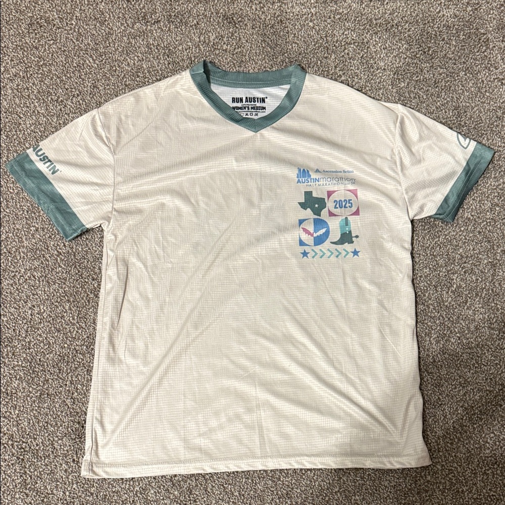 2025 Austin Marathon Women's Short Sleeve Tee - White and Green